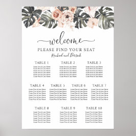 Boho Tropical Floral Wedding Chart Poster