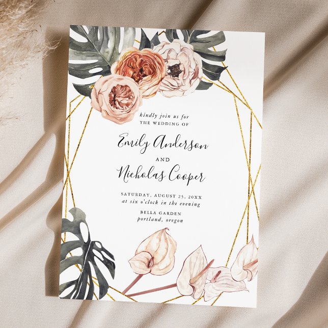 Boho Tropical Floral Wedding Einladung (Von Creator hochgeladen)