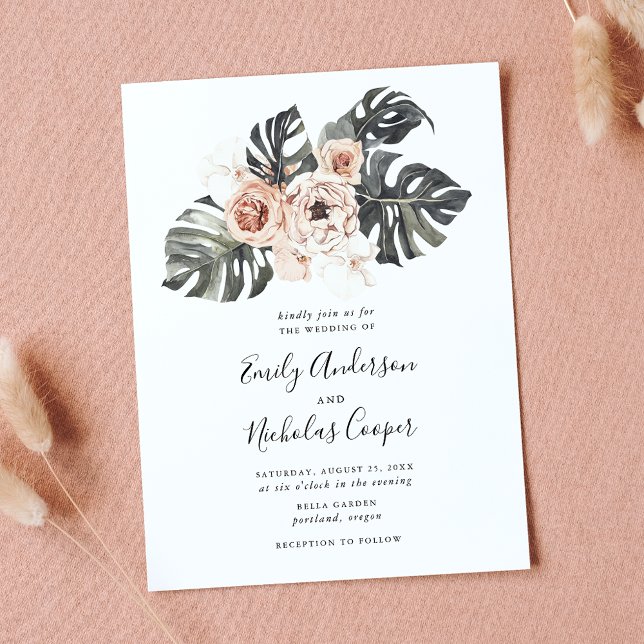Boho Tropical Floral Wedding Einladung (Von Creator hochgeladen)