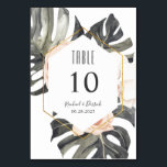 Boho Tropical Floral Wedding oder Banquet Tischnummer<br><div class="desc">Eine wunderschöne tropische boho-stilvolle Hochzeitskarte oder Bankett-Tischnummer mit üppigen tropischen Aquarellbotanicals, darunter beige-pfirsichfarbene Orchideen und süße Rose mit Monstera Blatt. Ein geometrisch goldener Rahmen umgibt Ihren Text in modernem Stil. Personalisieren Sie die Textvorlage mit Ihren Daten. Sie müssen für jede gewünschte Tischnummer eine separate Karte erstellen. Beispiel: Bearbeiten Sie die...</div>