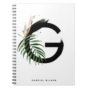 Boho Tropical Greenerenerity Letter G Monogram Notizblock