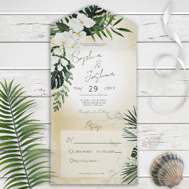 Boho Tropical Greenerenery Moderner Sand Kein Aben All In One Einladung