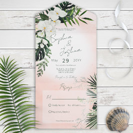 Boho Tropical Greenerenery Modernes Rosa Rosa Rosa All In One Einladung