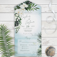 Boho Tropical Greenery Modernes Aqua Dinner