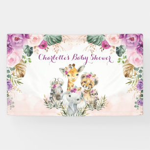 Boho Tropical Jungle Floral Greenery Baby Dusche Banner