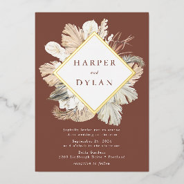 Boho Tropical Liebe Diamond Frame Wedding Gold Folieneinladung