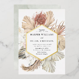 Boho Tropical Liebe Wedding Gold Folieneinladung