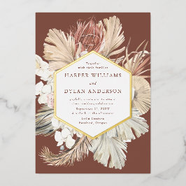 Boho Tropical Liebe Wedding Gold Folieneinladung