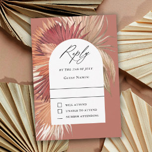 Boho Tropical Oasis Wedding RSVP Karte