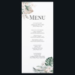 Boho Tropical Orchid & Monstera Wedding Menu Card Menükarte<br><div class="desc">Diese schöne Hochzeitskarte ist die perfekte Ergänzung zur Tropical Garden Kollektion, die Orchideen, Monstera-Blätter, Palmenfronten und Pampas-Gras in den Erdfarben Grün, Braun und Weiß enthält. Das elegante und stilvolle Design zeichnet sich durch einen Rahmen rund um den Text aus, der ihn nicht vollständig umschließt, wodurch er ein einzigartiges und modernes...</div>