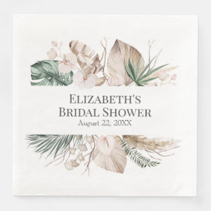 Boho Tropical Orchid und Monstera Paper Napkin Serviette