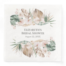 Boho Tropical Orchid und Monstera Paper Napkin
