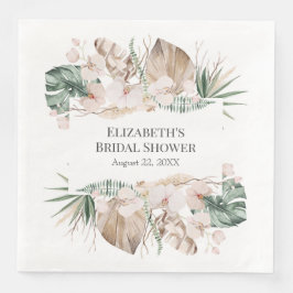 Boho Tropical Orchid und Monstera Paper Napkin Serviette