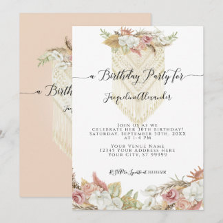 Boho Tropical Pampas Grass Floral Geburtstagsparty Einladung
