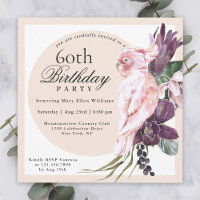 Boho Tropical Pink Parrot Floral 60. Geburtstag
