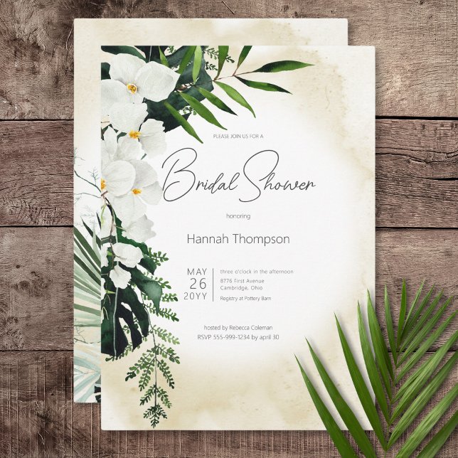 Boho Tropical Sand Watercolor Brautparty Einladung (Boho Tropical Sand Watercolor Bridal Shower Invitation)