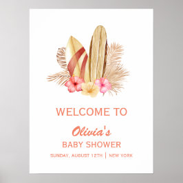 Boho Tropical SurfIng Babydusche Willkommen Poster