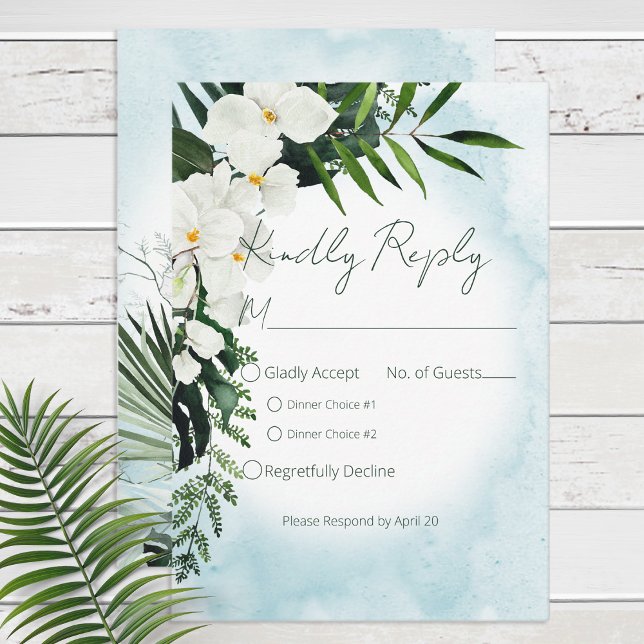 Boho Tropical Water Watercolor Response Card RSVP Karte (Von Creator hochgeladen)