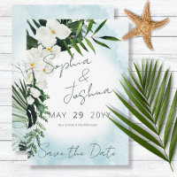 Boho Tropical Water Watercolor Save the Date Card