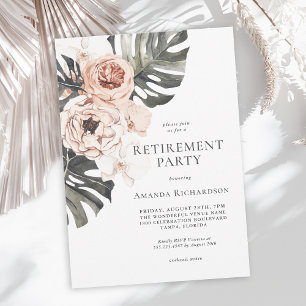 Boho Tropical Watercolor Floral Retirement Party Einladung