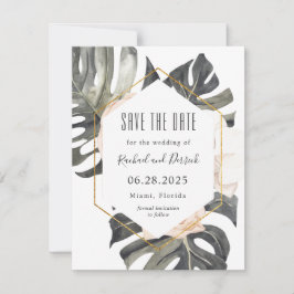 Boho Tropical Wedding Save the Date mit Foto