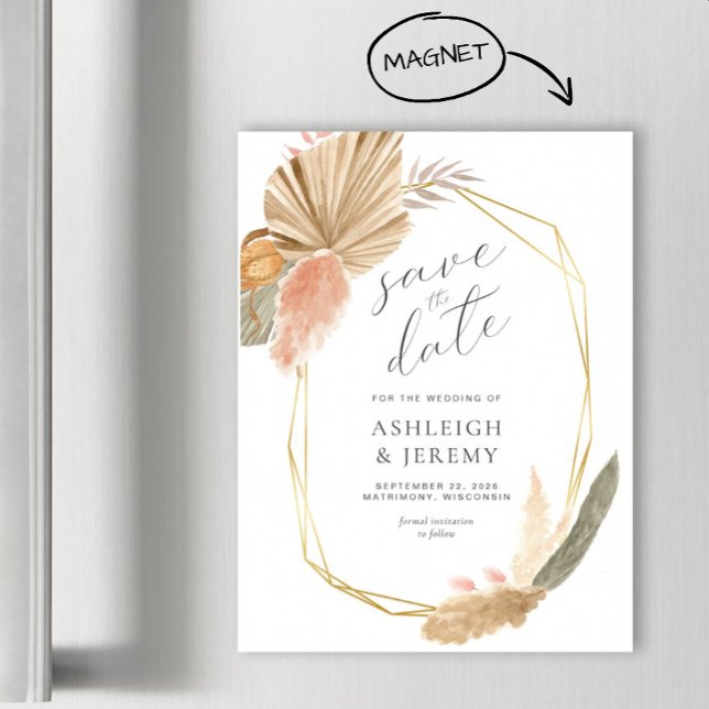 Boho Tropical Wedding speichern das Datum der Magn Magnetkarte (Von Creator hochgeladen)