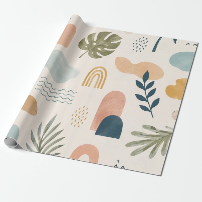 Boho Tropisch Abstrakt  Geschenkpapier (Ungerollt)