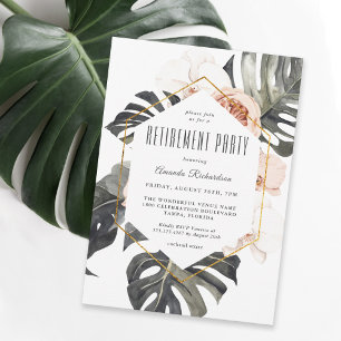 Boho-Tropische Aquarell-Blumen-Ruhestandsfeier Einladung