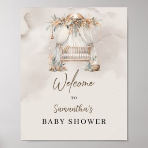 Boho tropische Baby-Crib Pampas Baby Dusche Empfan Poster