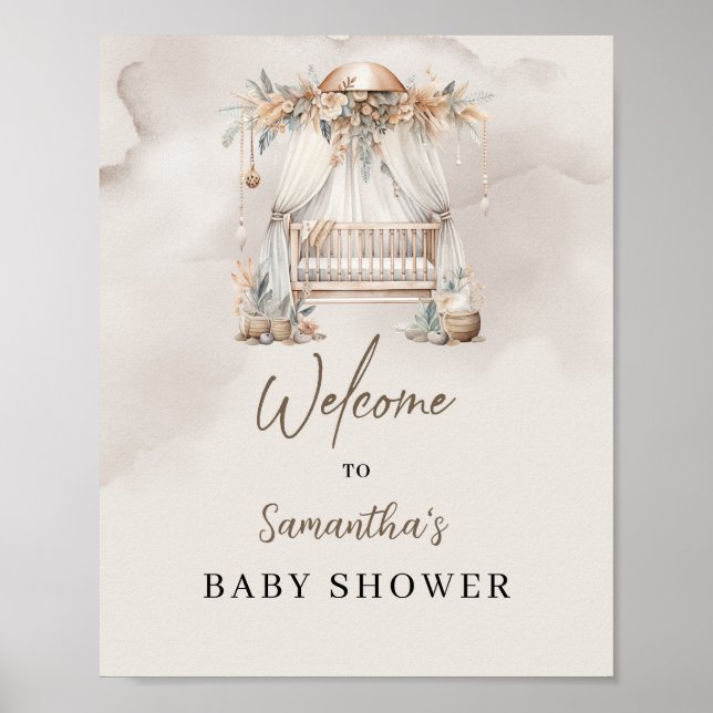 Boho tropische Baby-Crib Pampas Baby Dusche Empfan Poster (Vorne)