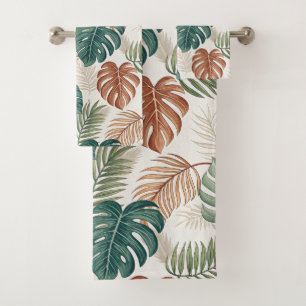 Boho-Tropische Blätter  Badhandtuch Set