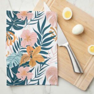 Boho Tropische Blätter Blumen Geschirrtuch
