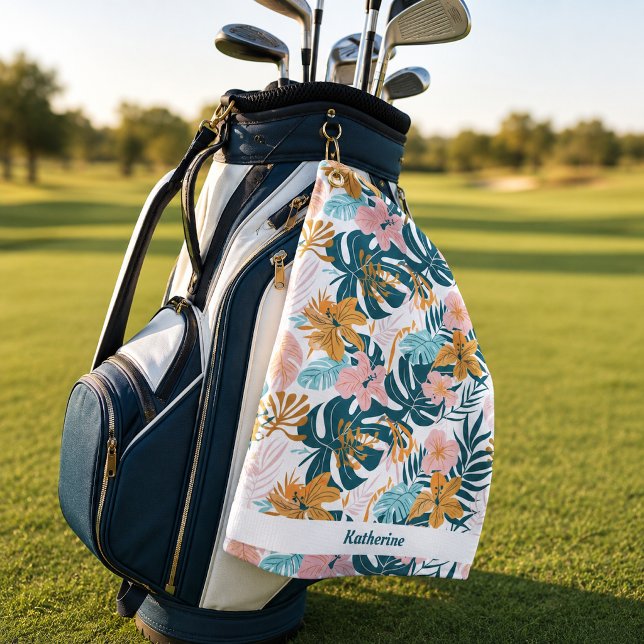 Boho Tropische Blätter Blumen Golfhandtuch (Von Creator hochgeladen)