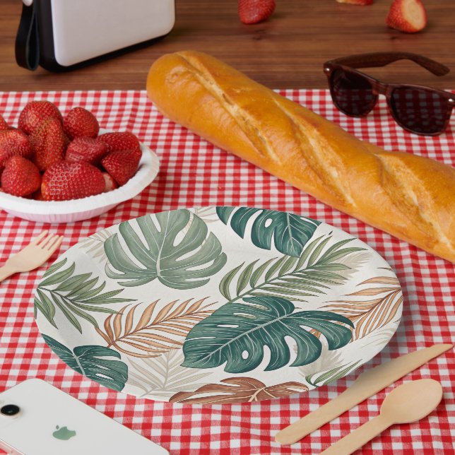 Boho Tropische Blätter  Pappteller (Picknick)