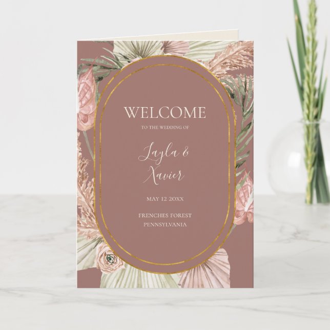 Boho tropische botanische Dusty-Rose Programm (Vorderseite)