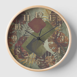 Boho tropische Monstera Palmenblatt 70er Jahre grü Uhr