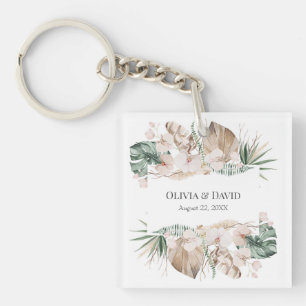 Boho Tropische Orchidee und Monstera Schlüsselanhä Schlüsselanhänger
