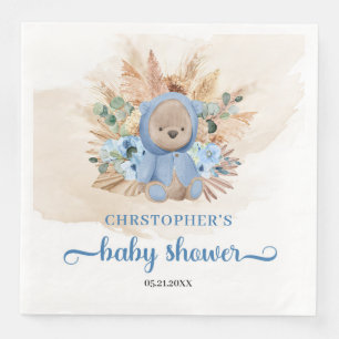 Boho tropische Pampas-Teddy tragen florale Babydus Serviette