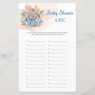 Boho tropische Teddy Bär Pampas Baby Dusche ABC