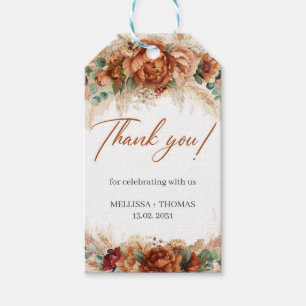 Boho tropische Terracotta Kupfer Blumenzwiebelhoch Geschenkanhänger