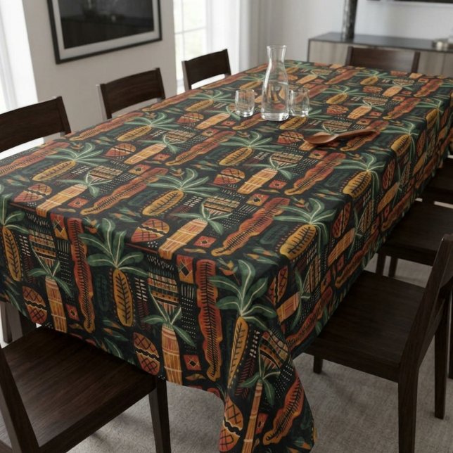 Boho-Tropisches-afrikanisches-Mudcloth-Muster Tischdecke (Boho Tropical African Mudcloth Pattern Tablecloth)