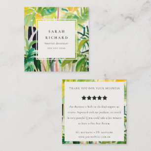Boho-Tropisches-Blattwerk Botanische Rezensionsanf Quadratische Visitenkarte