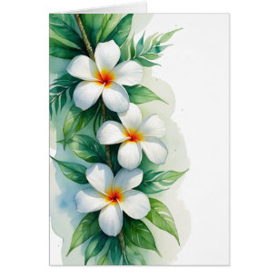 Boho-Tropisches Plumeria- und Maile-Aquarell-Desig