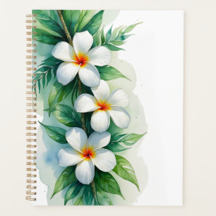 Boho-Tropisches Plumeria- und Maile-Aquarell-Desig Planer