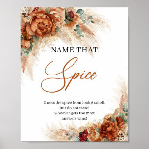 Boho tropisches Terrakotta Pampas Name that Spice Poster