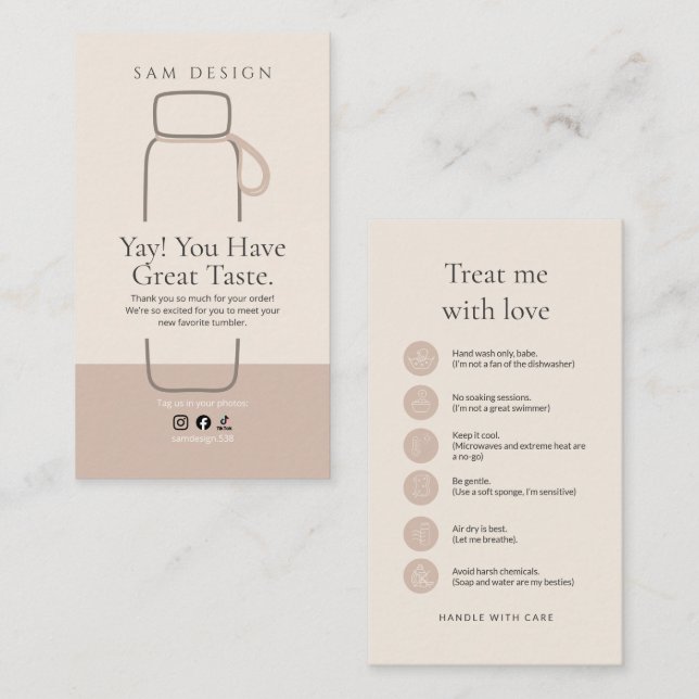 Boho Tumbler Instruction Package Insert Visitenkarte (Vorne/Hinten)