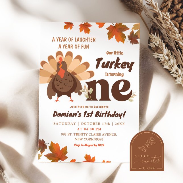 Boho Turkey First Birthday Boy Einladung (Von Creator hochgeladen)