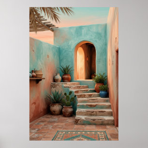 Boho Türkis Wüstenhof, Rustikale Treppe Poster