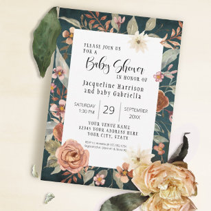 BOHO Turquoise Herbst Blumenmädchen Kinderdusche Einladung