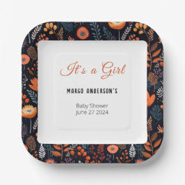 BOHO Turquoise Herbst Blumenmädchen Kinderdusche Pappteller